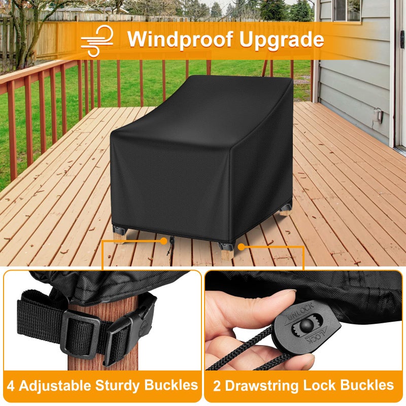 Kipiea Patio Chair Covers Waterproof Winter 2 Pack - Heavy Duty Lawn Outdoor Furniture Chair Covers with Anti UV and No Tears  No Fading (30"" W x 37"" D x 31"" H) - Image 5
